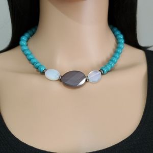 Kiam Family Turquoise & Opalite Beads Necklace